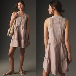 NWT Anthropologie Daily Practice Trek Utility Mini Dress Muted Rose